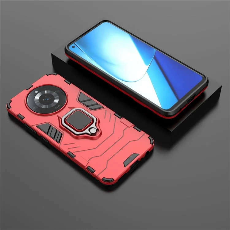 For Realme 11 5G (China) Ring Holder Kickstand Back Cover TPU+PC Drop-proof Phone Case - Red