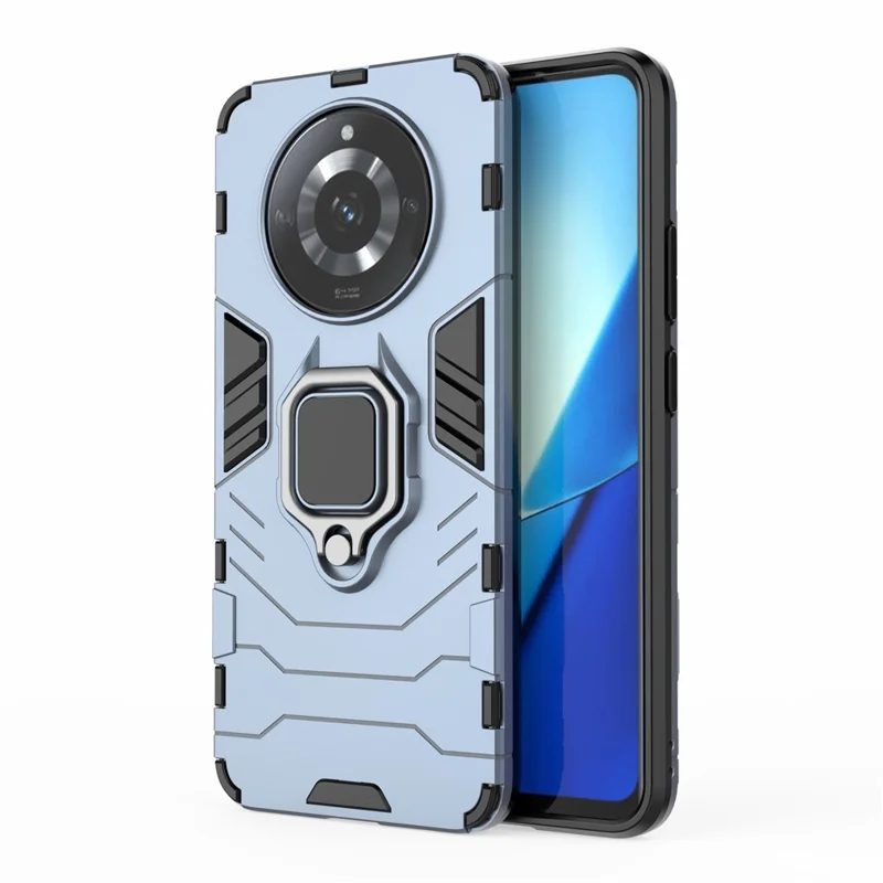 For Realme 11 5G (China) Ring Holder Kickstand Back Cover TPU+PC Drop-proof Phone Case - Blue