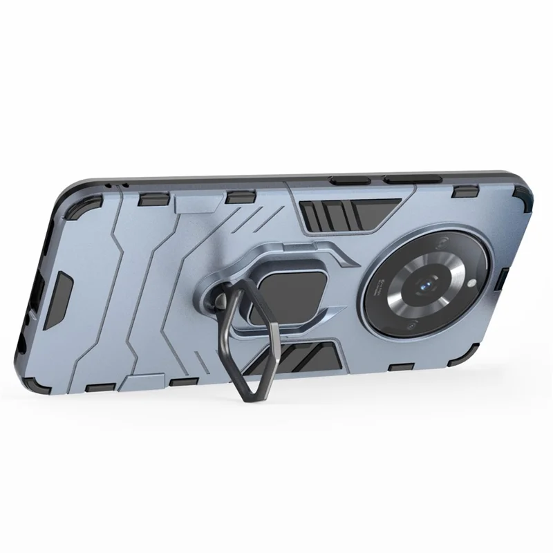For Realme 11 5G (China) Ring Holder Kickstand Back Cover TPU+PC Drop-proof Phone Case - Blue