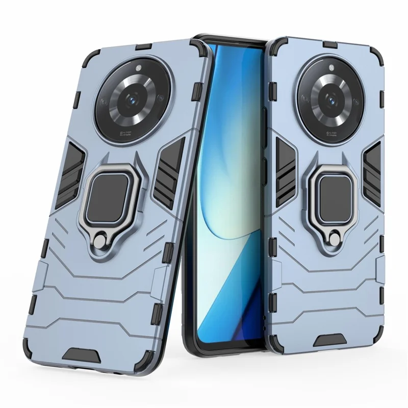 For Realme 11 5G (China) Ring Holder Kickstand Back Cover TPU+PC Drop-proof Phone Case - Blue