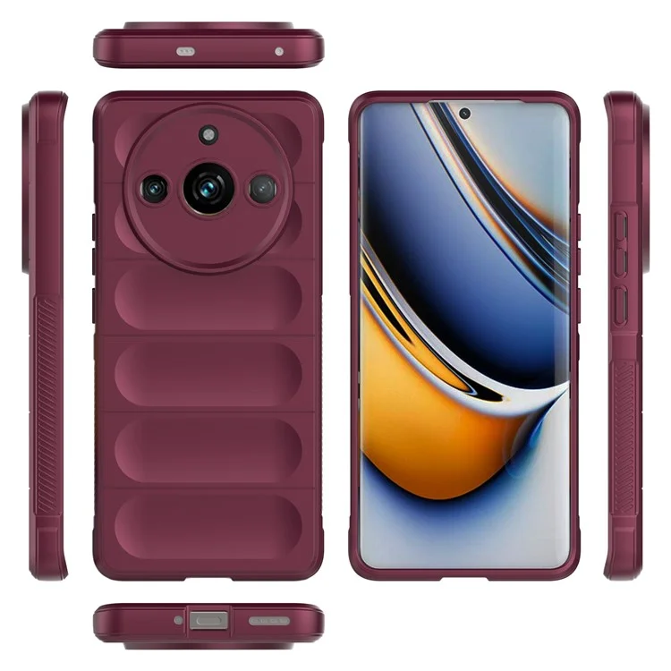 For Realme 11 Pro+ 5G / 11 Pro 5G TPU Back Case Shockproof Rugged Phone Cover - Wine Red