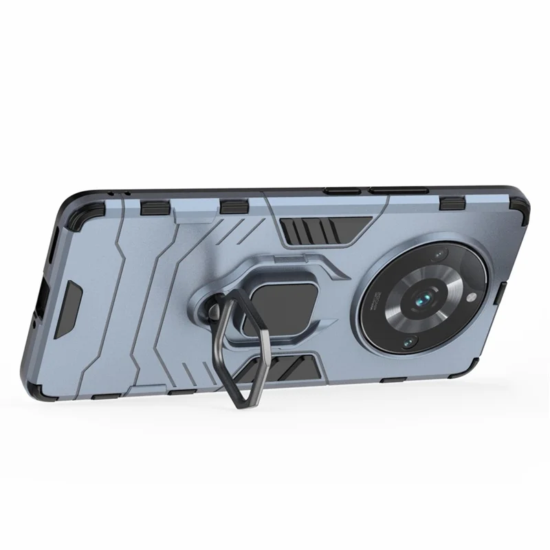 Para Realme 11 Pro+ 5G / 11 Pro 5G Anti-drop Cover Ring Holder Kickstand TPU+PC Phone Case - Azul