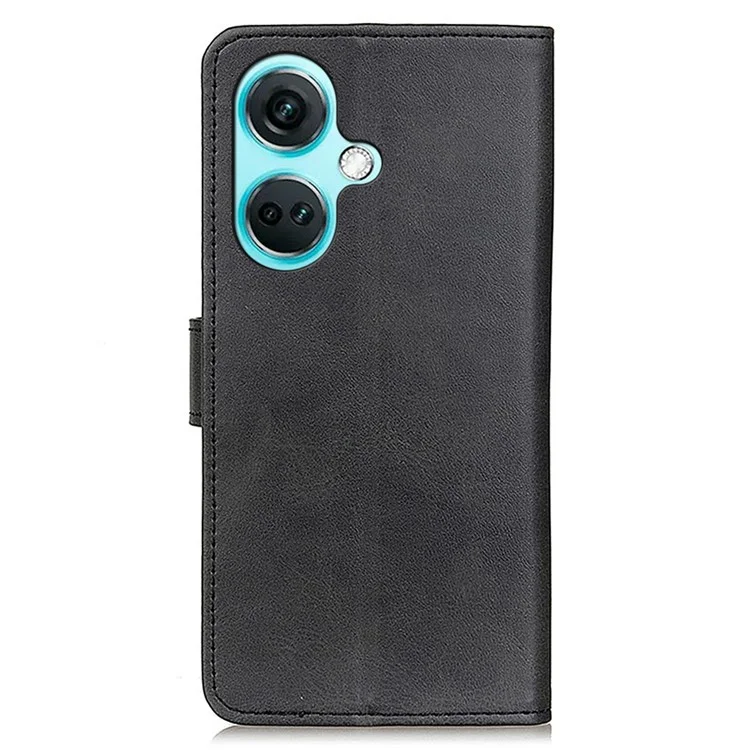 For OnePlus Nord CE3 5G Cowhide Texture PU Leather Phone Case Wallet Stand Phone Cover - Black