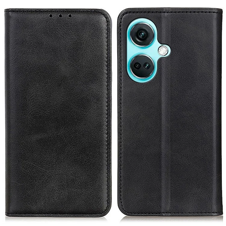 Für OnePlus Nord CE3 5G Stand Wallet Phone Cover Split Leder + TPU Schutzhülle - Schwarz
