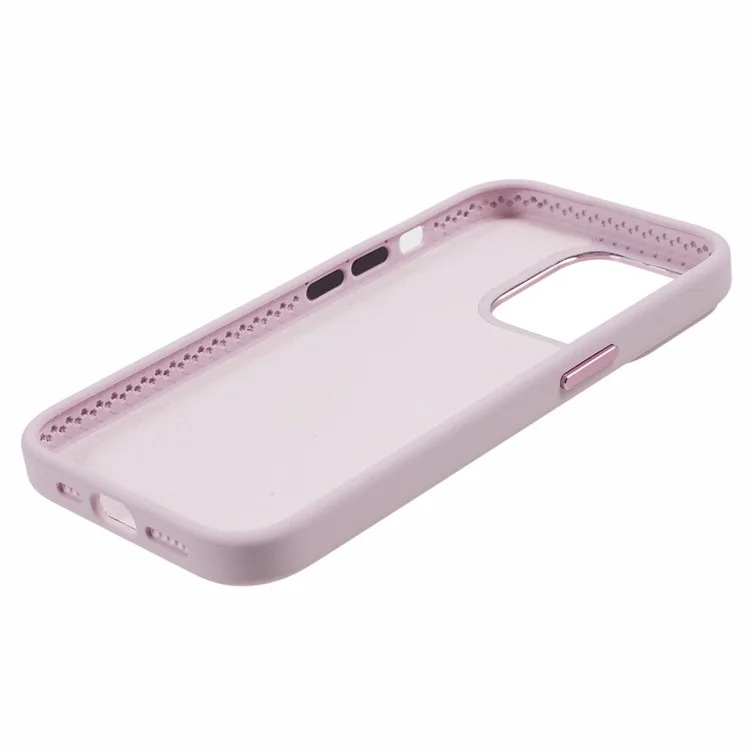 Силиконовый чехол для iPhone 15 Pro Max с поликарбонатным корпусом и алюминиевой рамкой вокруг камеры - Morandi Pink