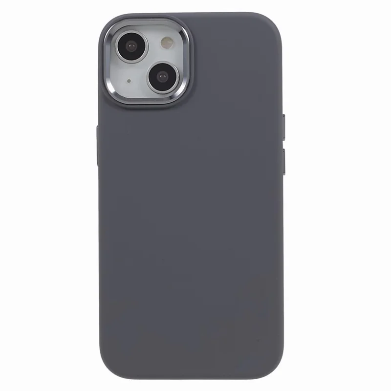 For iPhone 13 6.1 inch Aluminum Alloy Camera Frame Liquid Silicone+PC Phone Case Anti-fall Protective Cover - Charcoal Grey