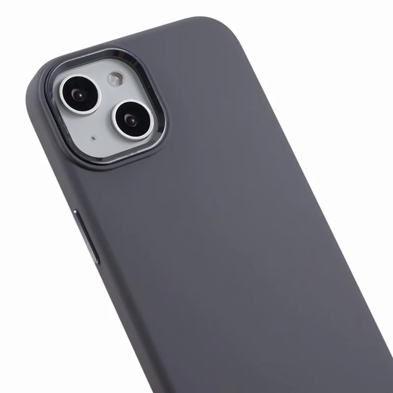 For iPhone 13 6.1 inch Aluminum Alloy Camera Frame Liquid Silicone+PC Phone Case Anti-fall Protective Cover - Charcoal Grey