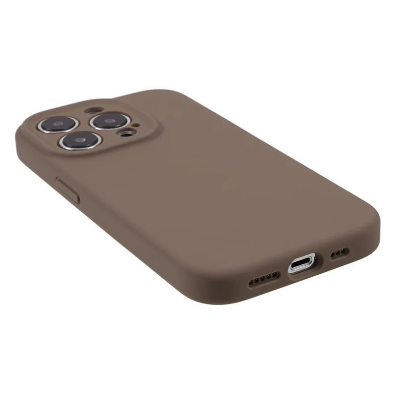 Precise Cutout Phone Case for iPhone 12 Pro 6.1 inch Shockproof Liquid Silicone+PC Phone Cover - Khaki