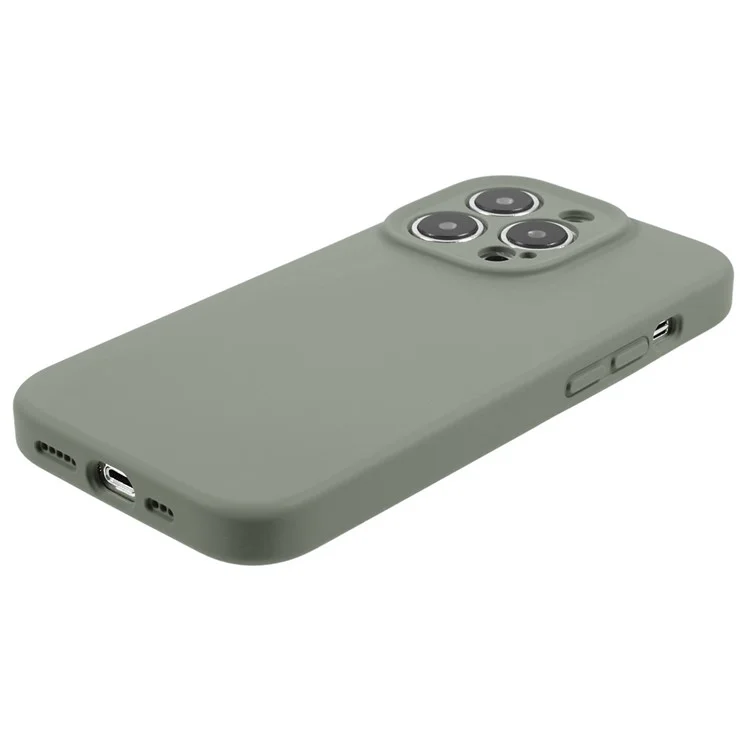 Precise Cutout Phone Case for iPhone 12 Pro 6.1 inch Shockproof Liquid Silicone+PC Phone Cover - Light Green