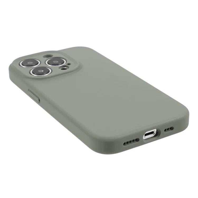 Precise Cutout Phone Case for iPhone 12 Pro 6.1 inch Shockproof Liquid Silicone+PC Phone Cover - Light Green