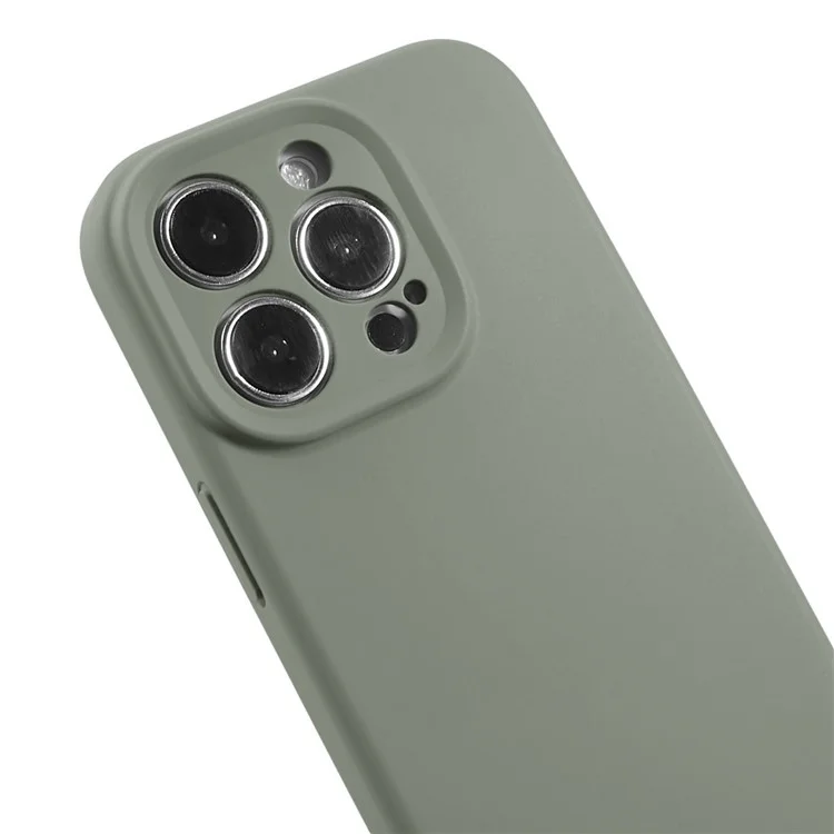 Precise Cutout Phone Case for iPhone 12 Pro 6.1 inch Shockproof Liquid Silicone+PC Phone Cover - Light Green