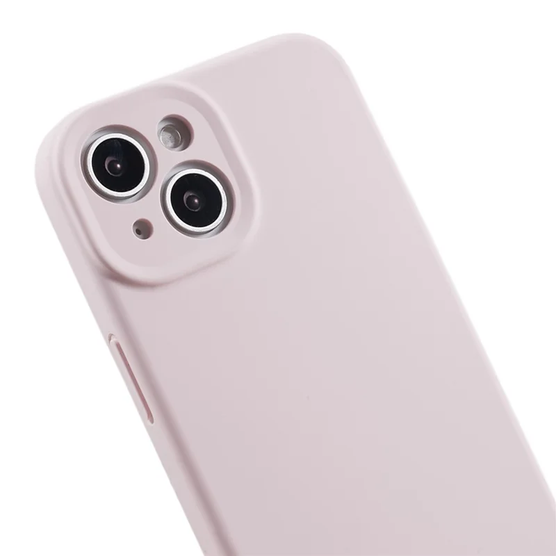 For iPhone 15 Plus Precise Cutout Liquid Silicone+PC Phone Case Mobile Phone Protective Cover - Light Pink