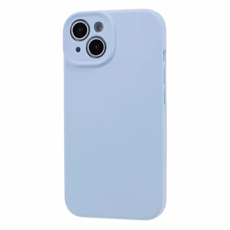Precise Cutout Mobile Phone Case for iPhone 14 , Liquid Silicone+PC Phone Back Cover - Cyan