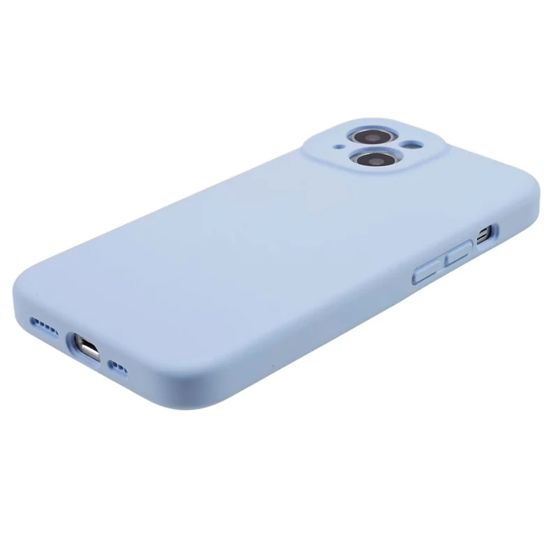 Precise Cutout Mobile Phone Case for iPhone 14 , Liquid Silicone+PC Phone Back Cover - Cyan