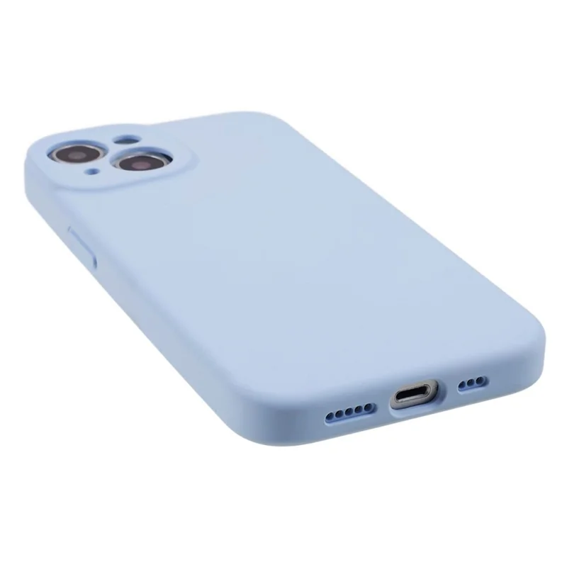 Precise Cutout Mobile Phone Case for iPhone 14 , Liquid Silicone+PC Phone Back Cover - Cyan