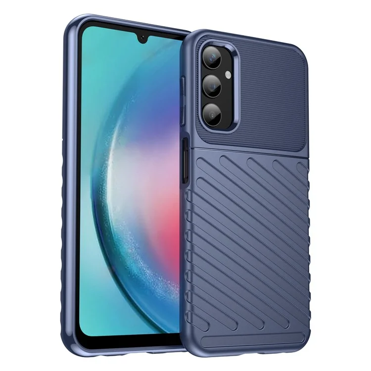 Thunder Series For Samsung Galaxy A25 5G (Global) (161.0 x 76.5 x 8.3mm) Twill Texture TPU Phone Cover Thicken Anti-drop Phone Case - Blue