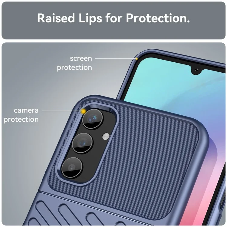 Thunder Series For Samsung Galaxy A25 5G (Global) (161.0 x 76.5 x 8.3mm) Twill Texture TPU Phone Cover Thicken Anti-drop Phone Case - Blue