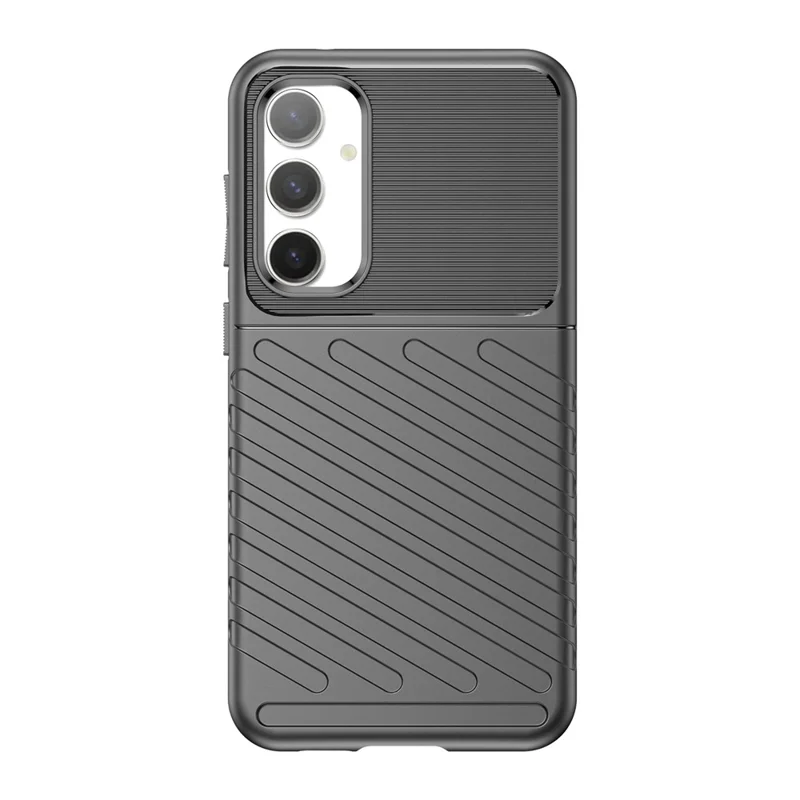Thicken TPU Phone Case for Samsung Galaxy S23 FE , Thunder Series Twill Texture Protective Cover - Black