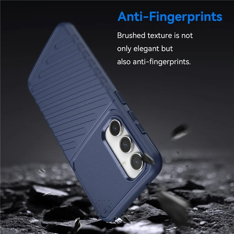 Thicken TPU Phone Case for Samsung Galaxy S23 FE , Thunder Series Twill Texture Protective Cover - Blue
