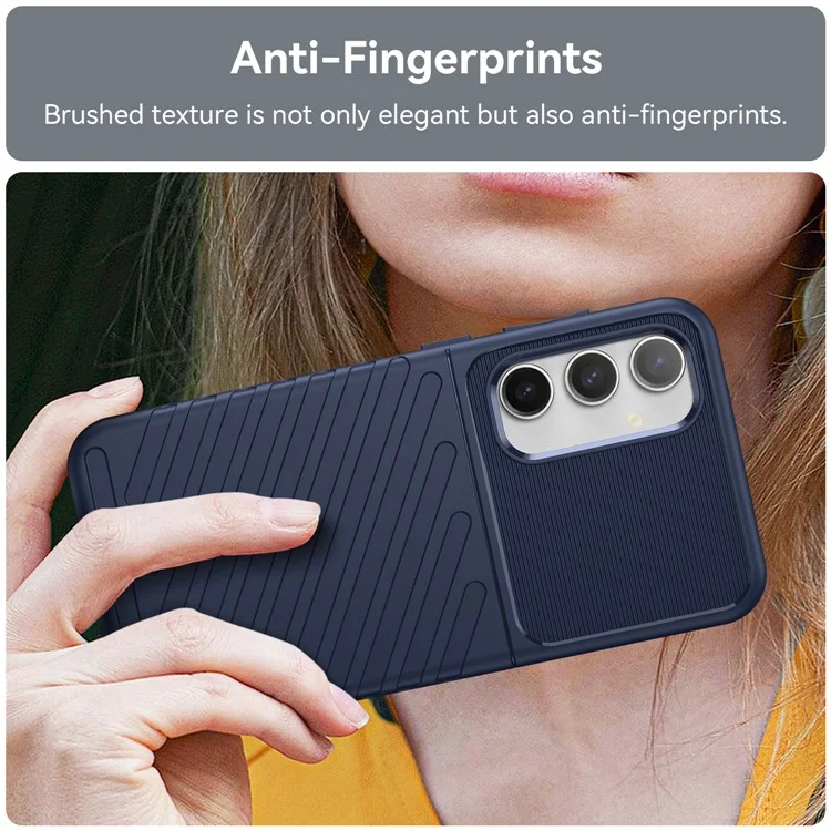 Thicken TPU Phone Case for Samsung Galaxy S23 FE , Thunder Series Twill Texture Protective Cover - Blue
