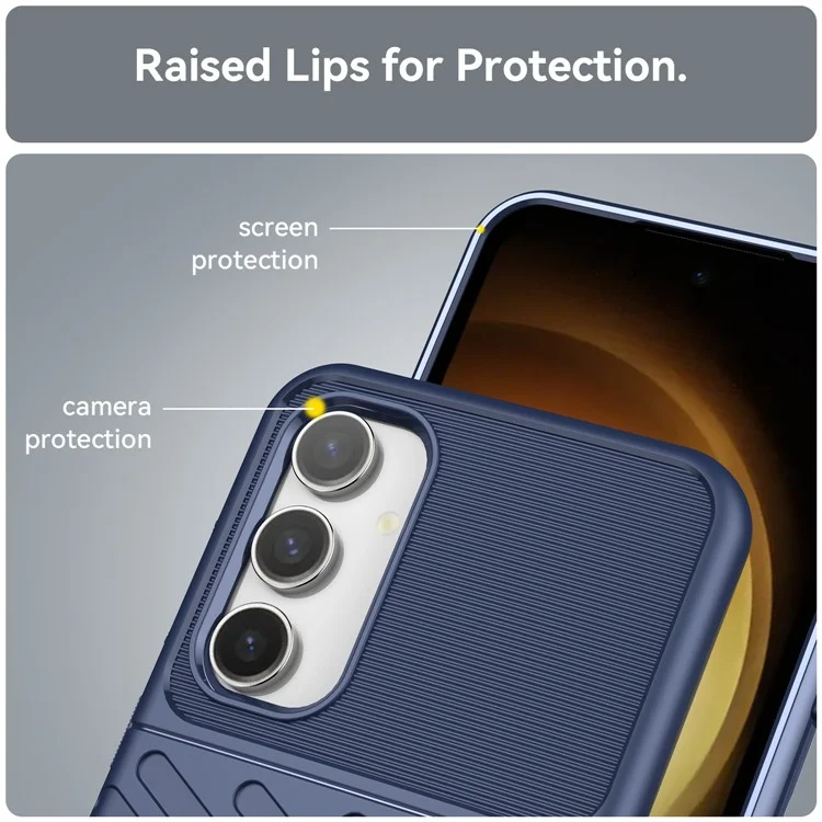 Thicken TPU Phone Case for Samsung Galaxy S23 FE , Thunder Series Twill Texture Protective Cover - Blue