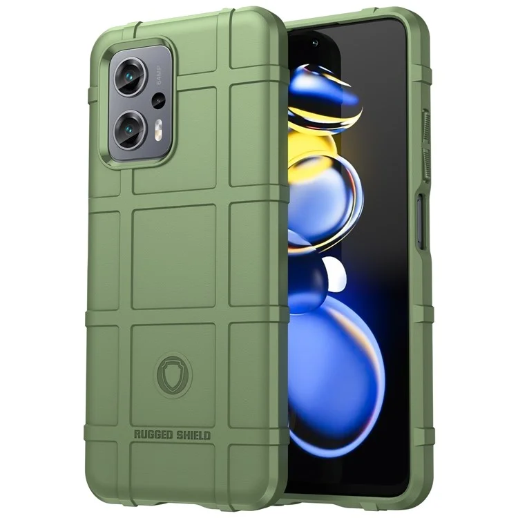 For Xiaomi Poco X4 GT 5G / Redmi Note 11T Pro 5G / Note 11T Pro+ 5G / K50i 5G / Note 12T Pro 5G Square Grid Texture TPU Phone Case Shockproof Cover - Green