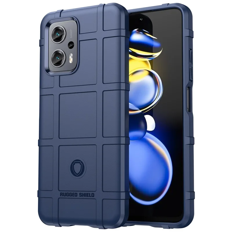 Til Xiaomi Poco X4 GT 5G / Redmi Note 11T Pro 5G / Note 11T Pro+ 5G / K50i 5G / Note 12T Pro 5G Firkantet Grid-tekstur TPU-telefonbeskyttelse Stødfast Cover - Blå