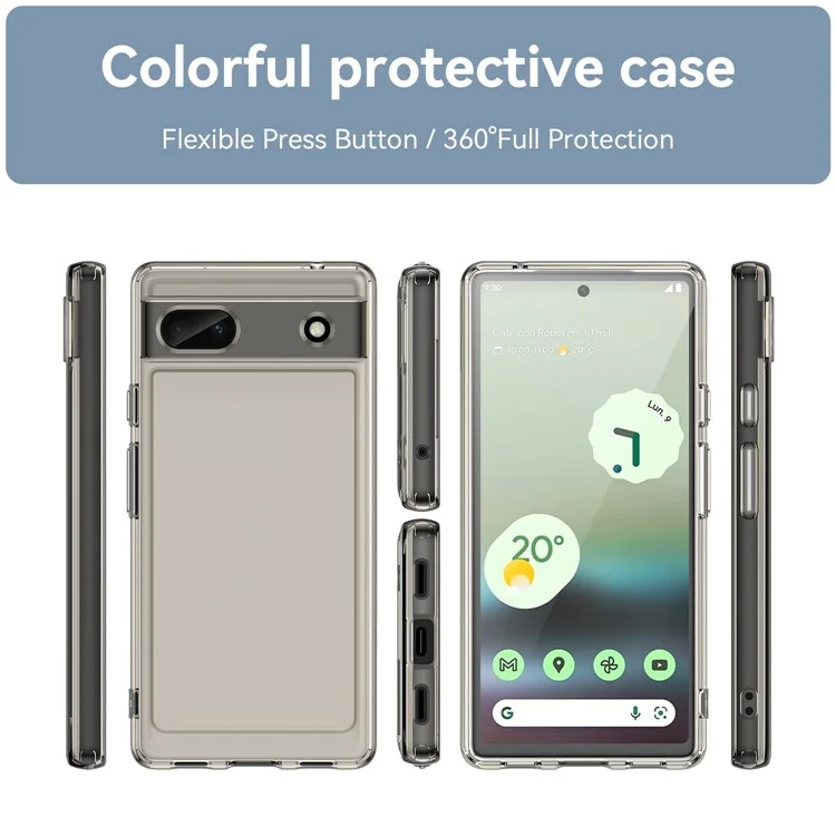 Candy Series For Google Pixel 6a Drop-proof TPU Phone Case Clear Back Cover - Transparent Grey