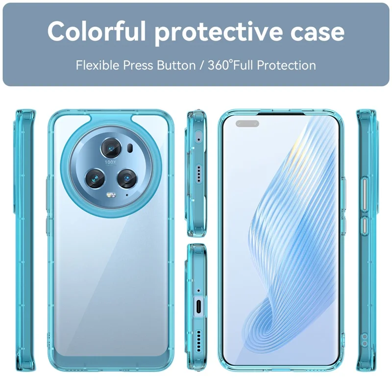 For Honor Magic5 Pro TPU+Acrylic Anti-scratch Phone Case Drop-proof Back Cover - Transparent Blue
