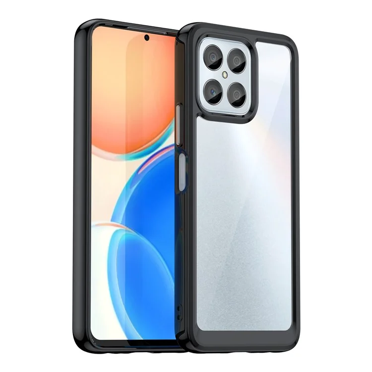 Capa de Telefone para Honor 70 Lite 5G / Play 30 5G / X8 5G / X6 4G / Play6C 4G / X8a 4G / X6s 4G, Capa Traseira Transparente de TPU+Acrílico - Preta