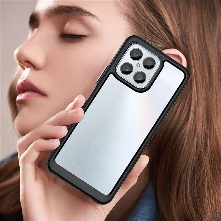 Capa de Telefone para Honor 70 Lite 5G / Play 30 5G / X8 5G / X6 4G / Play6C 4G / X8a 4G / X6s 4G, Capa Traseira Transparente de TPU+Acrílico - Preta