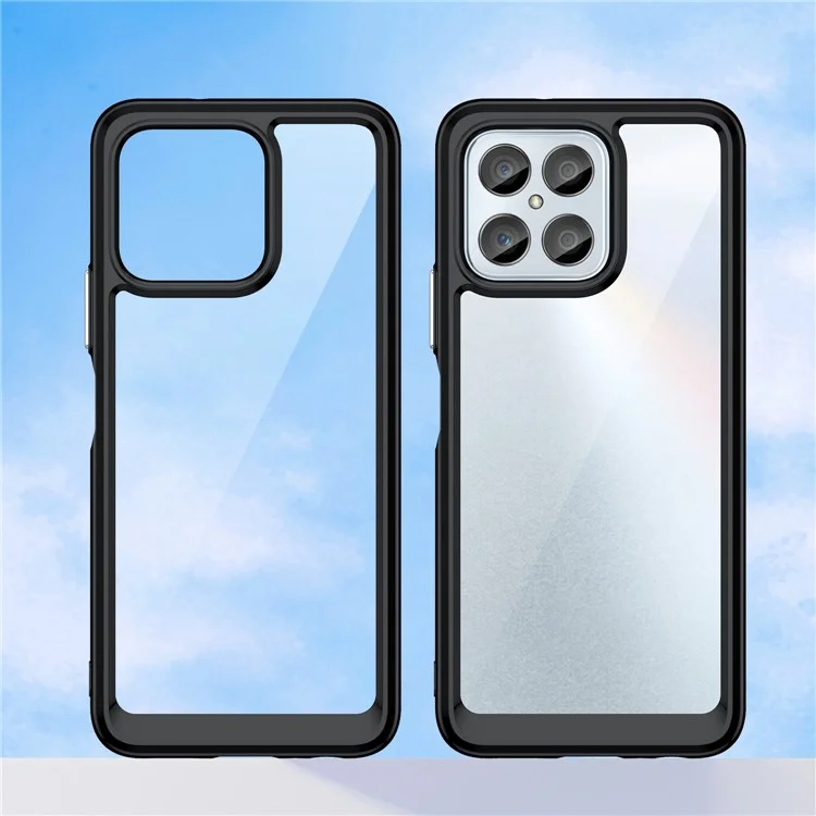 Capa de Telefone para Honor 70 Lite 5G / Play 30 5G / X8 5G / X6 4G / Play6C 4G / X8a 4G / X6s 4G, Capa Traseira Transparente de TPU+Acrílico - Preta