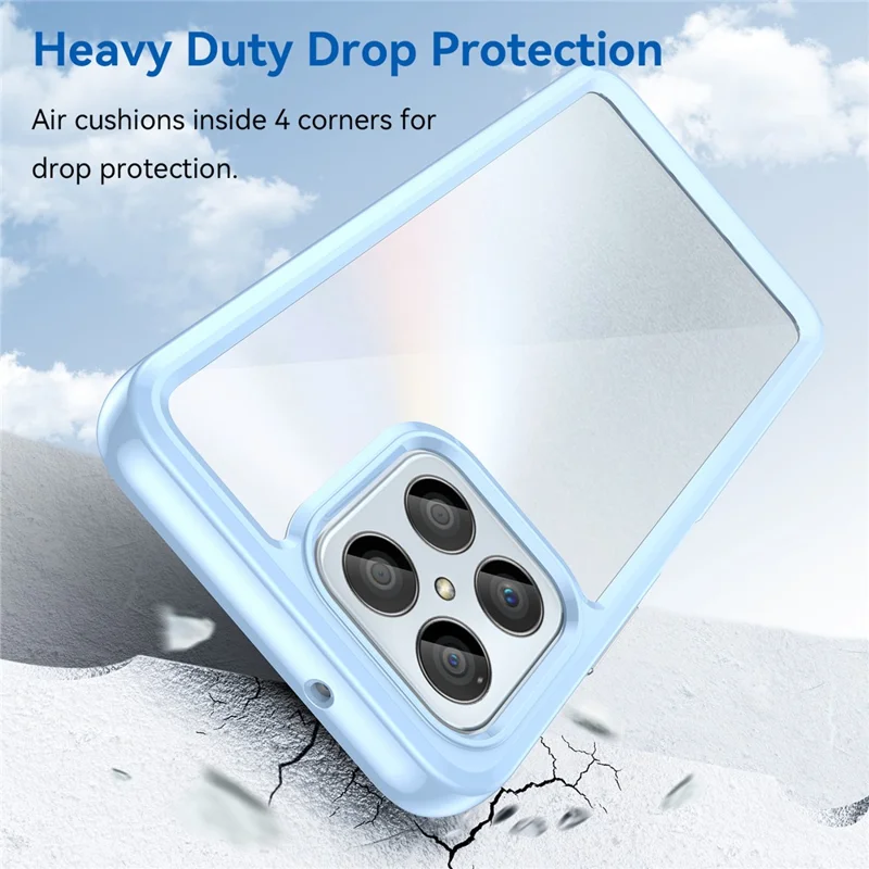 Handyhülle für Honor 70 Lite 5G / Play 30 5G / X8 5G / X6 4G / Play6C 4G / X8a 4G / X6s 4G, TPU+Acryl-Klarsichtcover - Blau