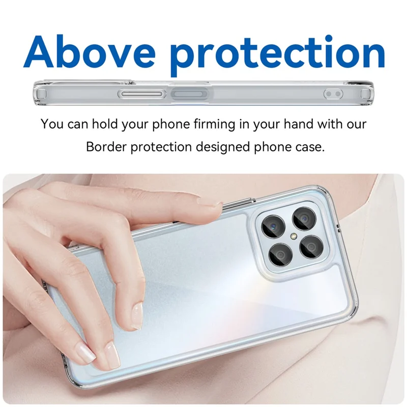 Capa de Telefone para Honor 70 Lite 5G / Play 30 5G / X8 5G / X6 4G / Play6C 4G / X8a 4G / X6s 4G, Capa Traseira Transparente de TPU+Acrílico