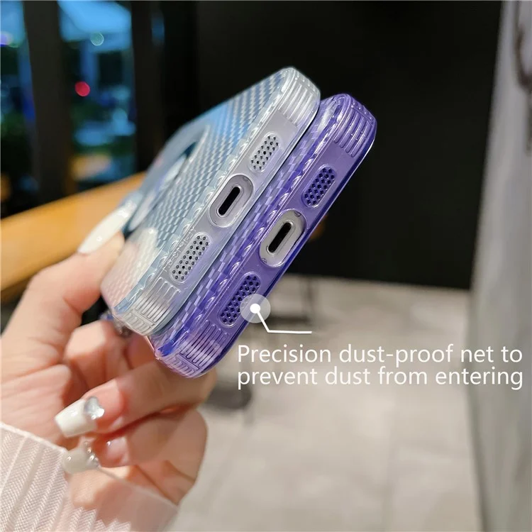 Hard PC Phone Case for iPhone 14 Shockproof Slim Case Logo View Phone Cover Compatible with MagSafe - Purple