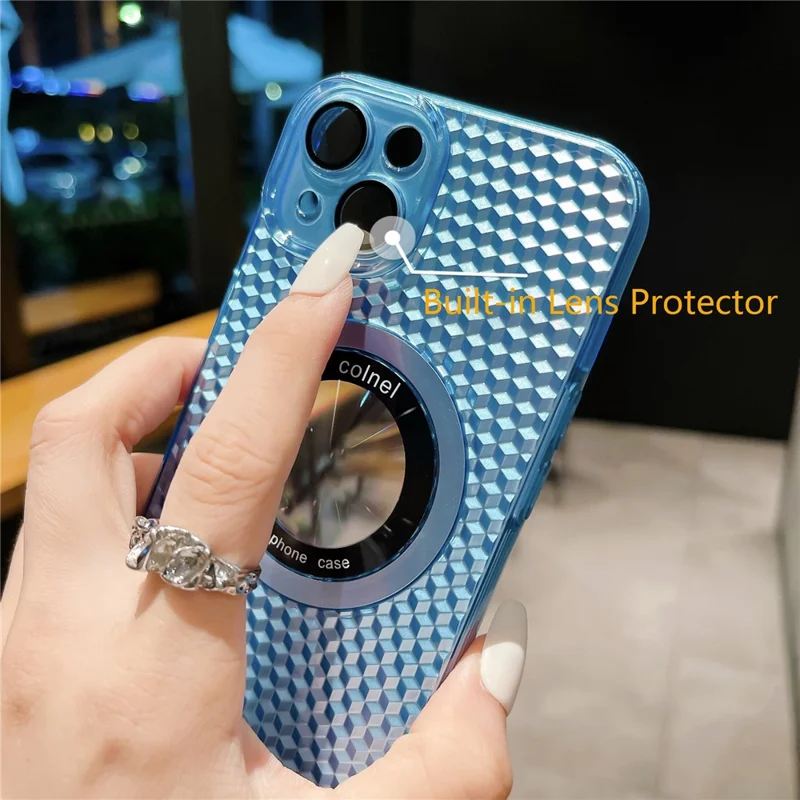 Hard PC Phone Case for iPhone 14 Shockproof Slim Case Logo View Phone Cover Compatible with MagSafe - Green