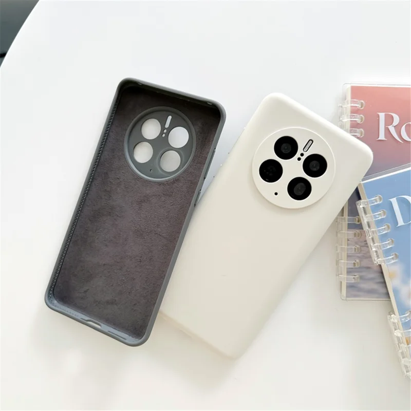 For Huawei Mate 50 Pro 4G Liquid Silicone+PC Phone Case Anti-drop Cover with Soft Lining - White