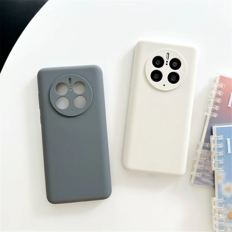 For Huawei Mate 50 Pro 4G Liquid Silicone+PC Phone Case Anti-drop Cover with Soft Lining - White