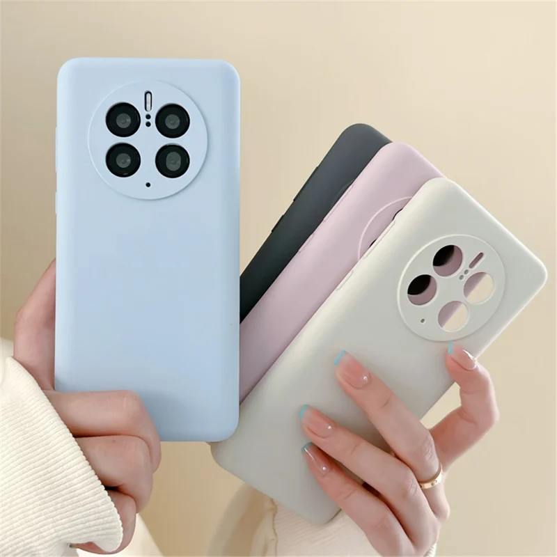 For Huawei Mate 50 Pro 4G Liquid Silicone+PC Phone Case Anti-drop Cover with Soft Lining - White