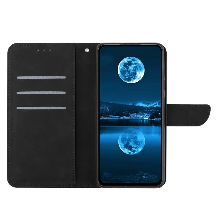 HT05 For Samsung Galaxy F34 5G / M34 5G PU Leather Phone Case Imprinted Line Wallet Stand Cover - Black