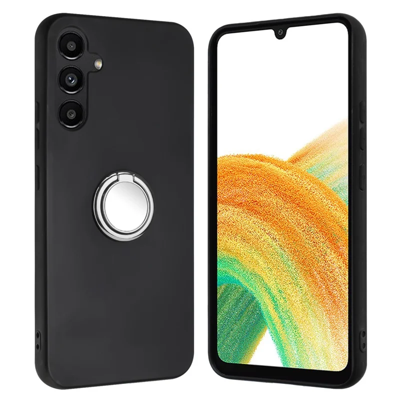 For Samsung Galaxy F34 5G / M34 5G Anti-skrab matte TPU-case beskyttelsesdæksel med ringstativ - Sølv