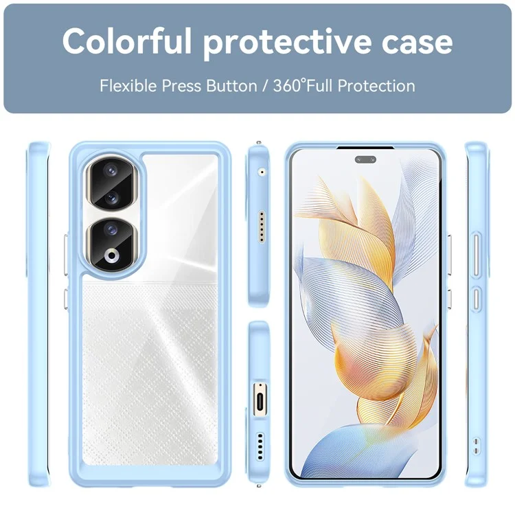 For Honor 90 Pro Funda Híbrida de TPU+Acrílico Transparente Protectora - Azul
