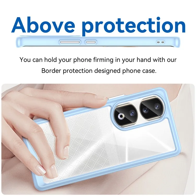 For Honor 90 Pro Funda Híbrida de TPU+Acrílico Transparente Protectora - Azul