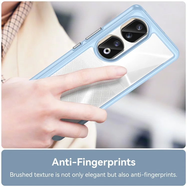 For Honor 90 Pro Funda Híbrida de TPU+Acrílico Transparente Protectora - Azul