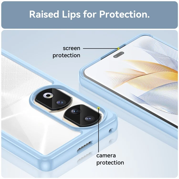For Honor 90 Pro Funda Híbrida de TPU+Acrílico Transparente Protectora - Azul