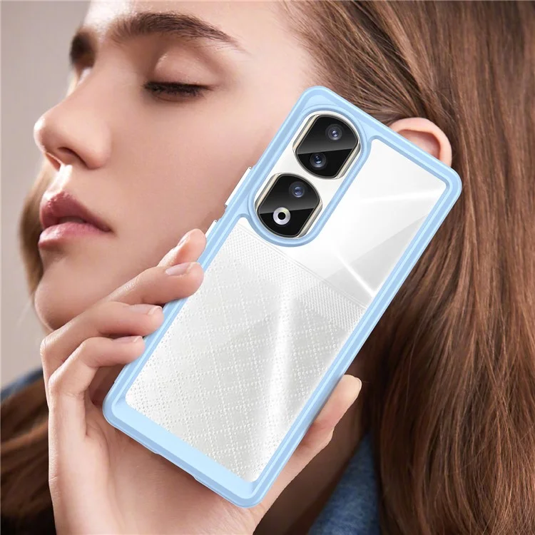 For Honor 90 Pro Funda Híbrida de TPU+Acrílico Transparente Protectora - Azul