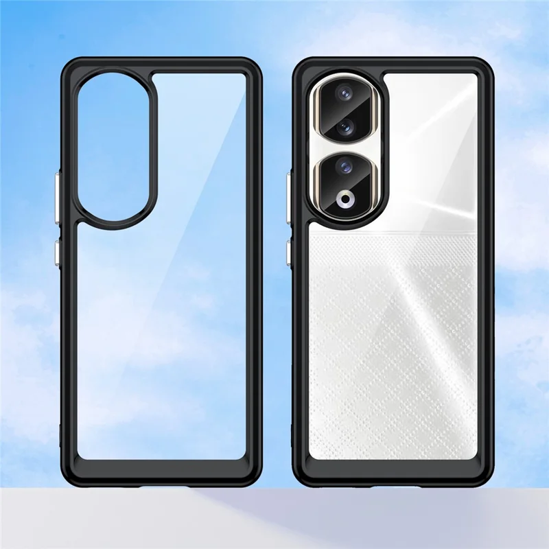 För Honor 90 Pro TPU+Akryl Hybrid Mobilskal Transparent Rygg Skyddshölje - Svart