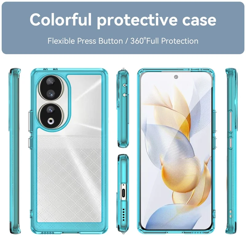 For Honor 90 TPU+Acrylic Phone Case Drop Protection Back Cover - Transparent Blue