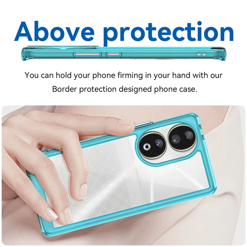 For Honor 90 TPU+Acrylic Phone Case Drop Protection Back Cover - Transparent Blue