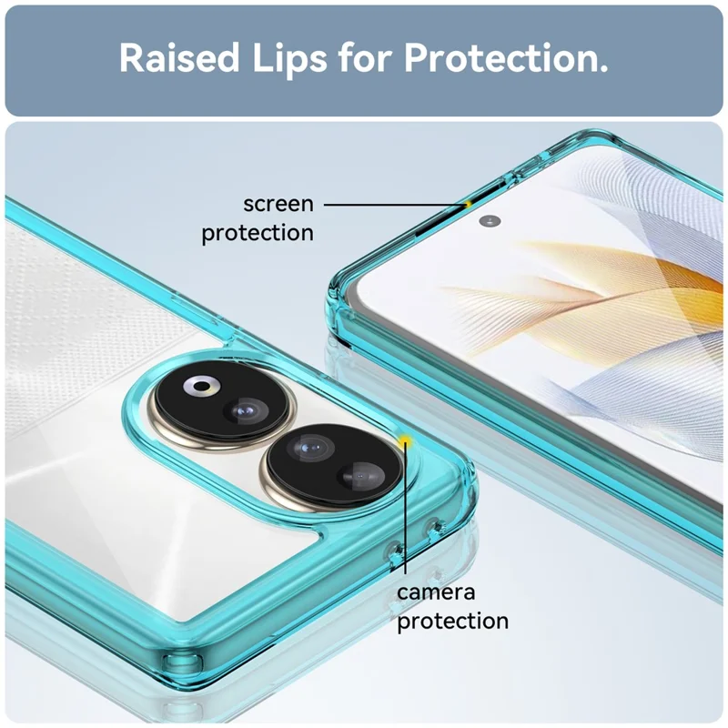 For Honor 90 TPU+Acrylic Phone Case Drop Protection Back Cover - Transparent Blue
